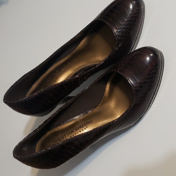 Christian Siriano Brown Reptile Print Platform Heels - Picture 2 of 5